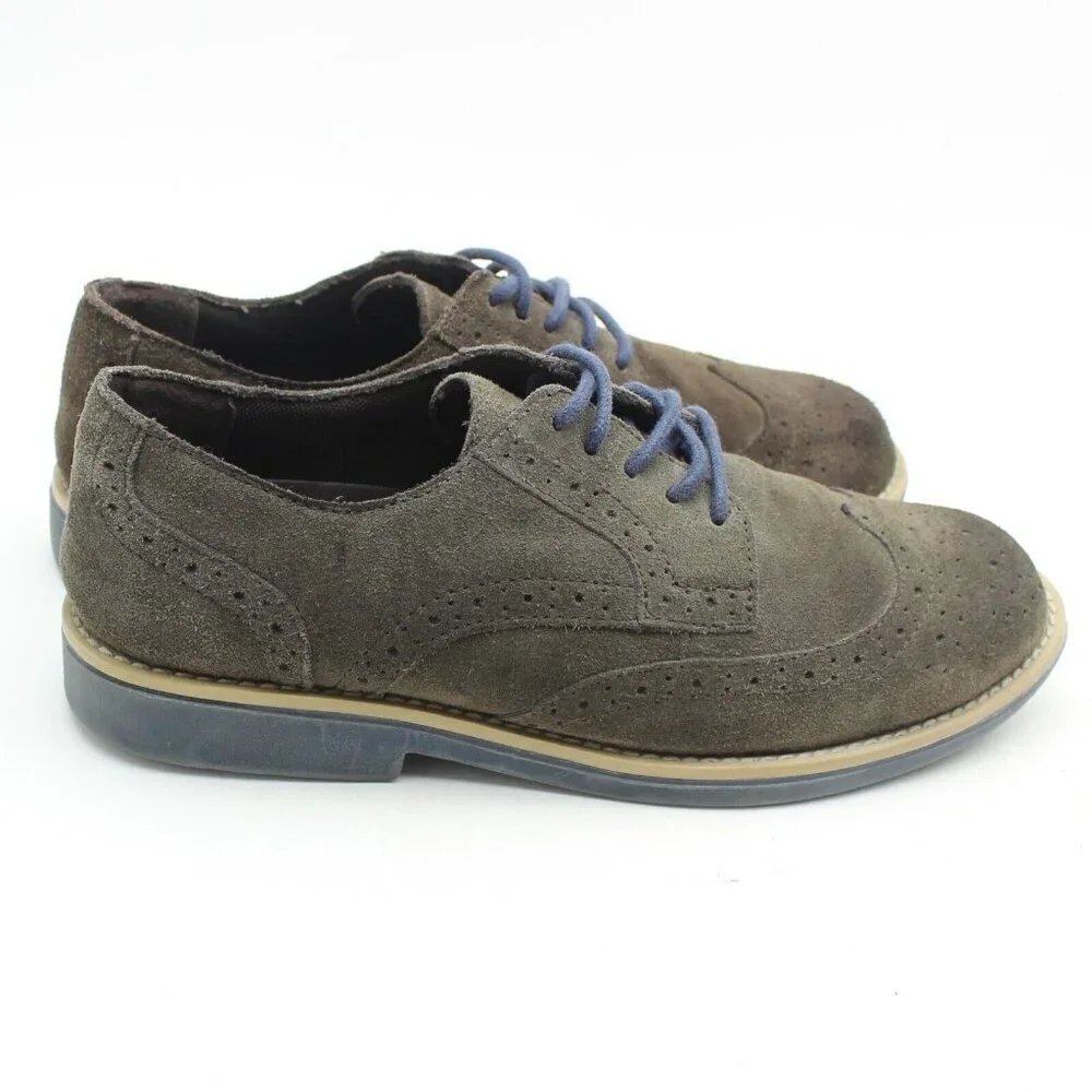 Sonoma Mens Brown Suede Leather Wing Tip Derby Shoes